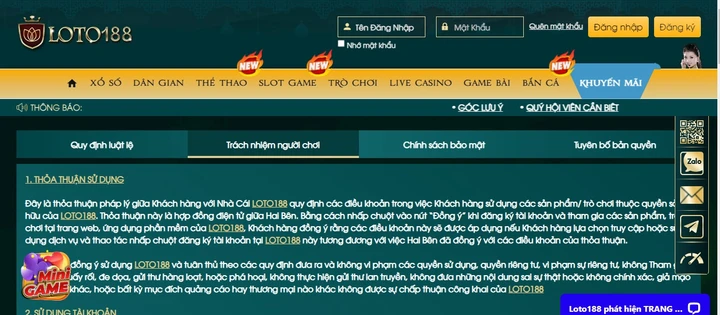 Trách nhiệm của người chơi trong chính sách Miễn trừ trách nhiệm loto188