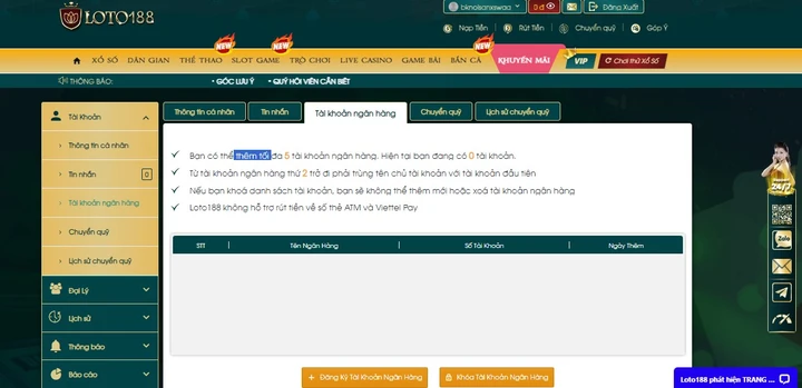 Hướng dẫn tân binh cách rút tiền loto188 nhanh chóng