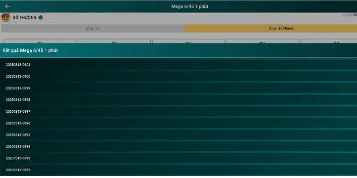 Mega 6/45 1 Phút Loto188 - Trình Tự Để Thực Hiện Đặt Cược