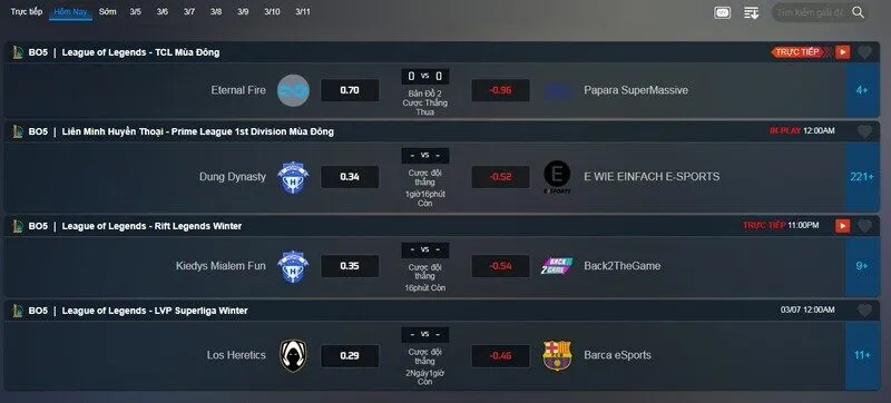 Hàng loạt tựa game đình đám có tại E sports Loto188