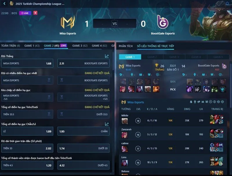 Các trận đấu hấp dẫn của thể thao điện tử Loto188 